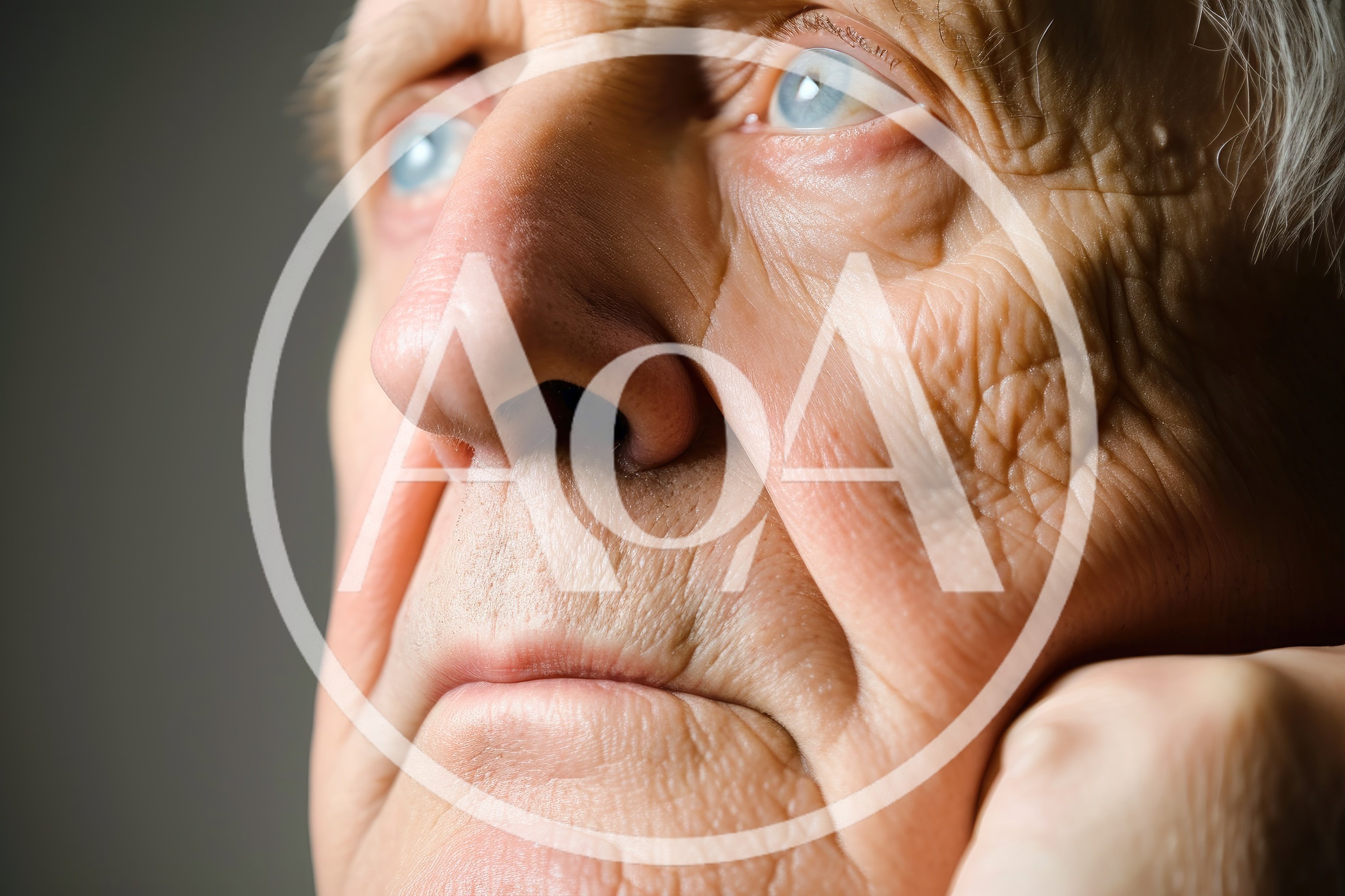 Close Up Portrait Of An Elderly Man Thinking
