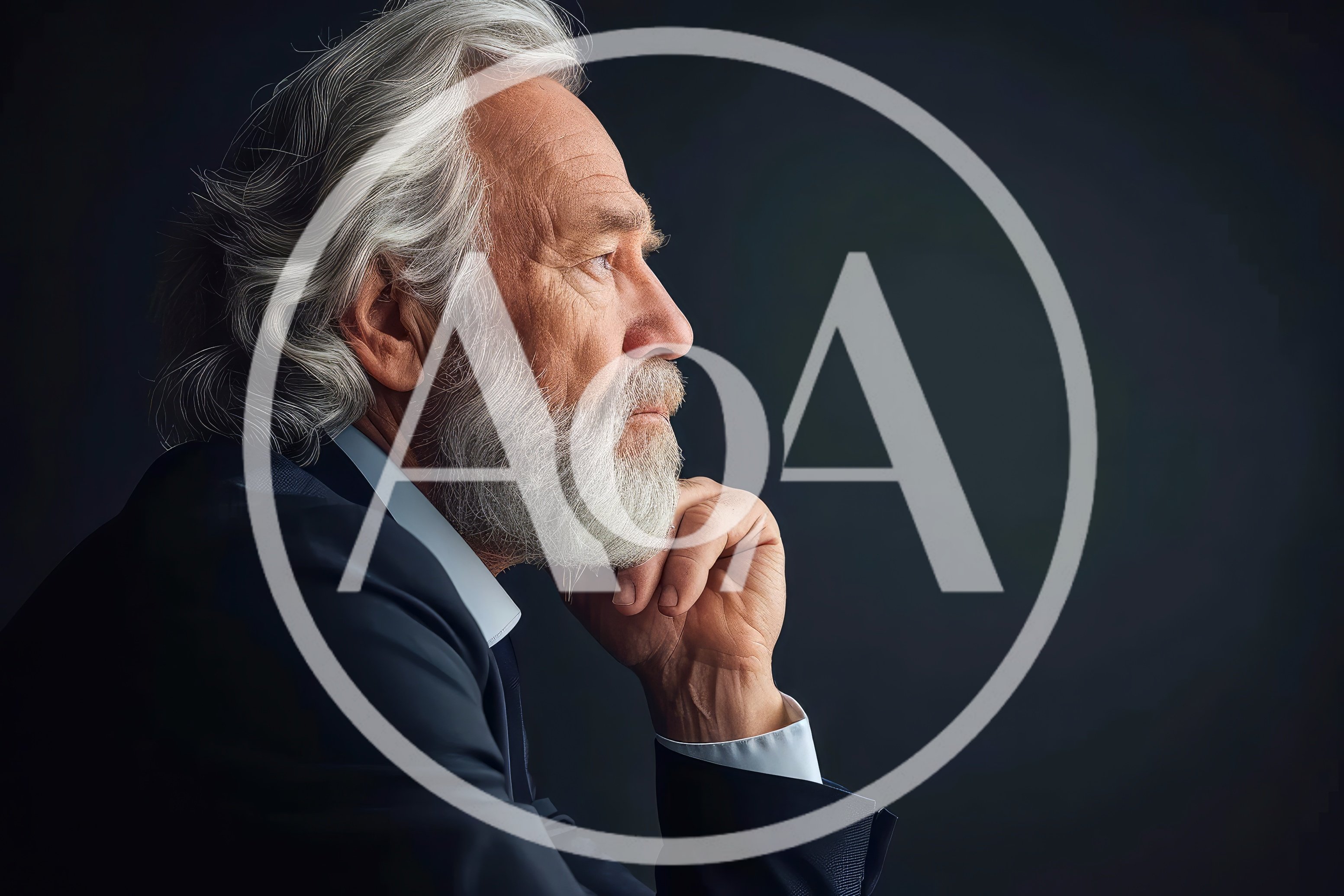 Thoughtful Elderly Businessman In Suit Profile Portrait