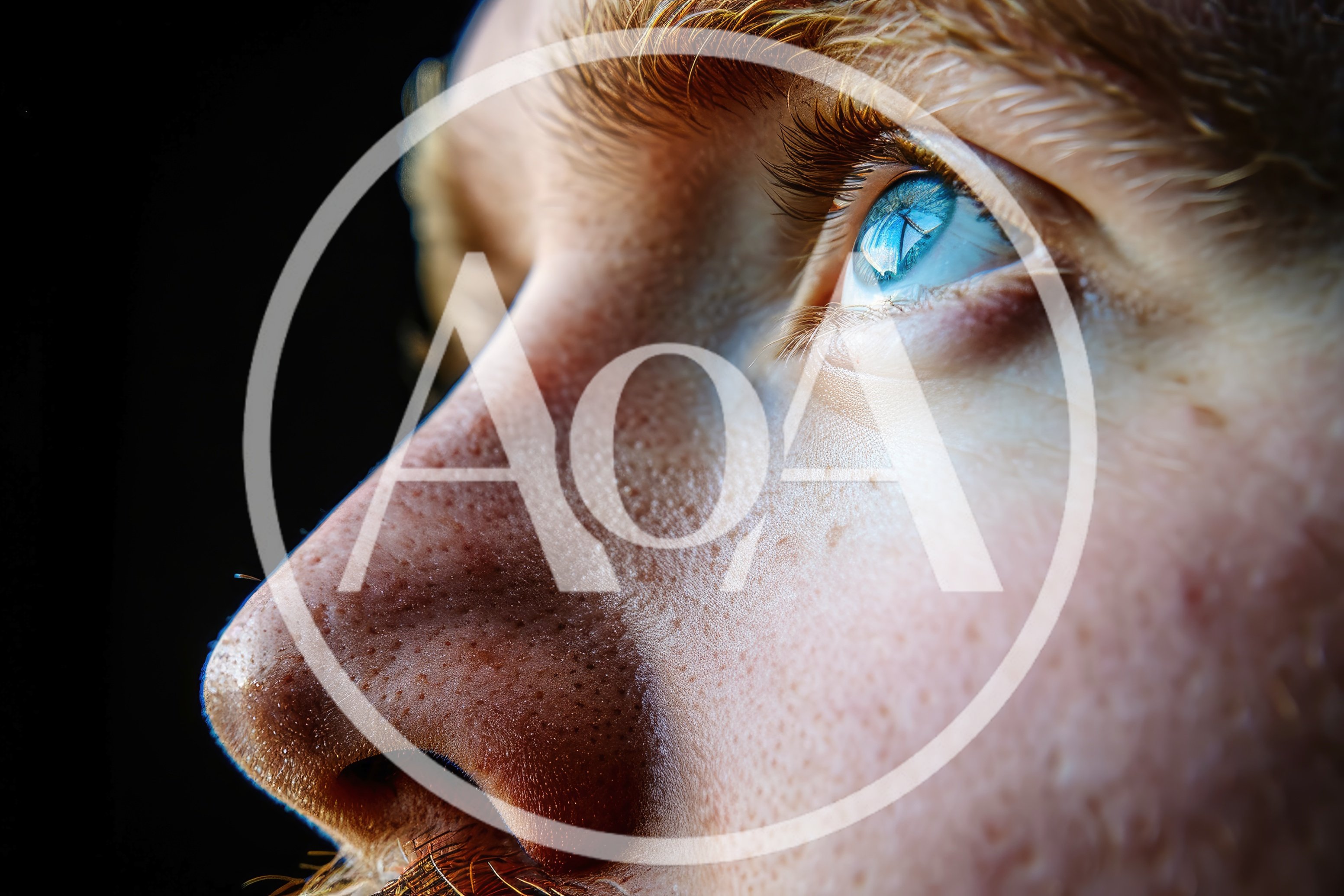 Extreme Close Up Of A Man With Blue Eyes