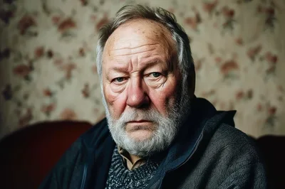 Portrait Of An Elderly Man With A Serious Expression