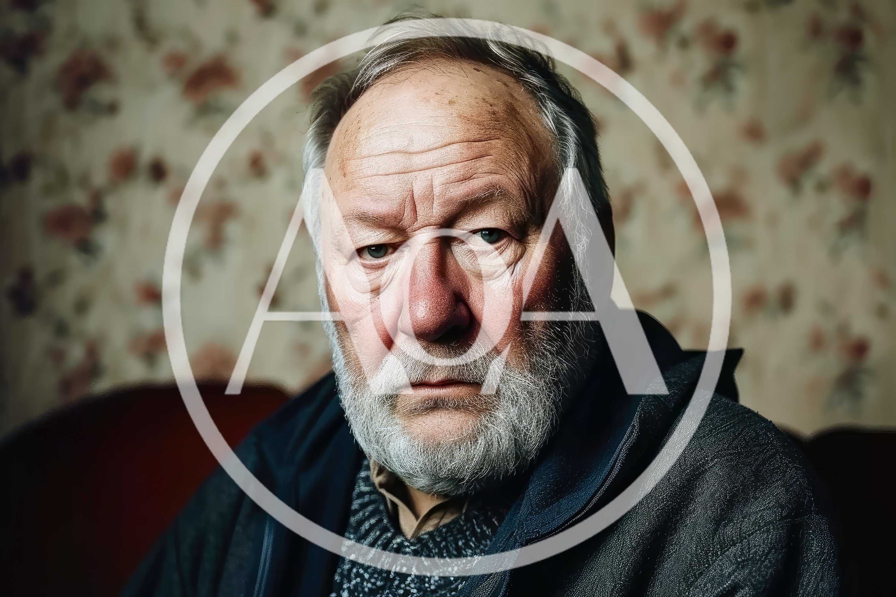 Portrait Of An Elderly Man With A Serious Expression
