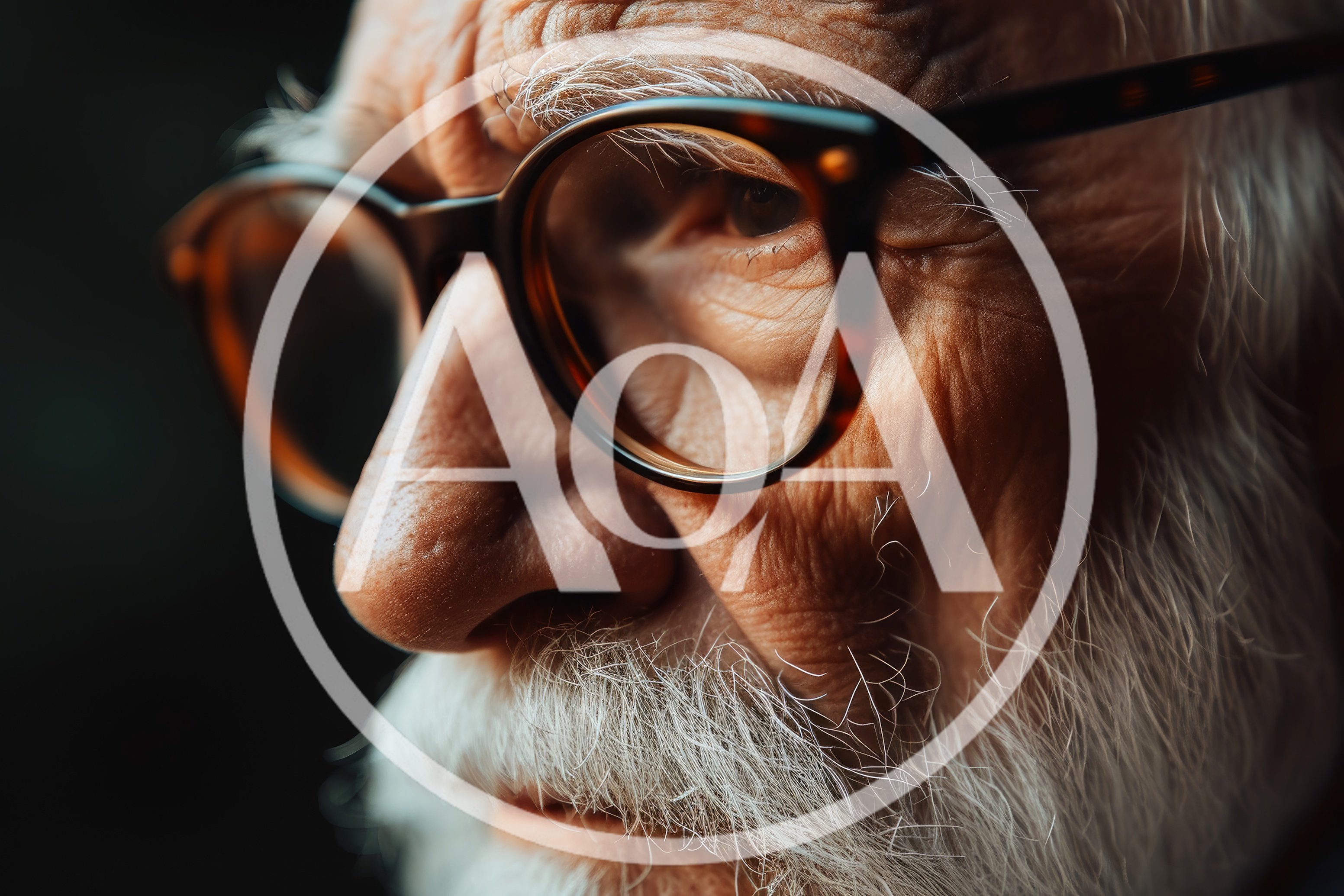 Close Up Portrait Of An Elderly Man With Glasses