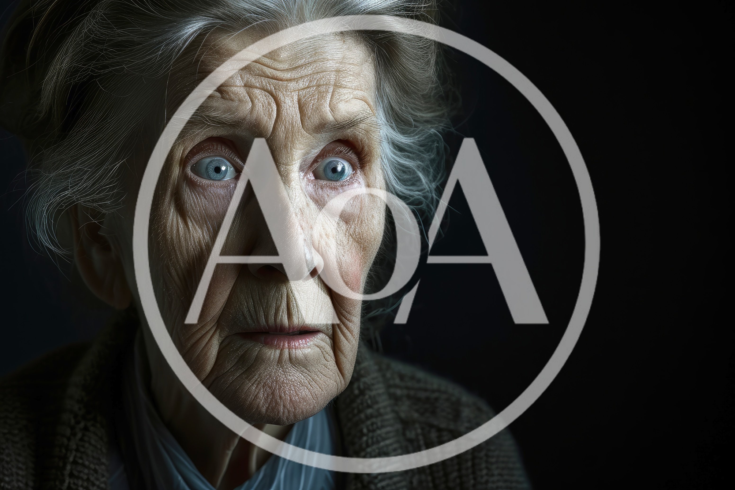 Close Up Portrait Of An Elderly Woman With Wide Eyes