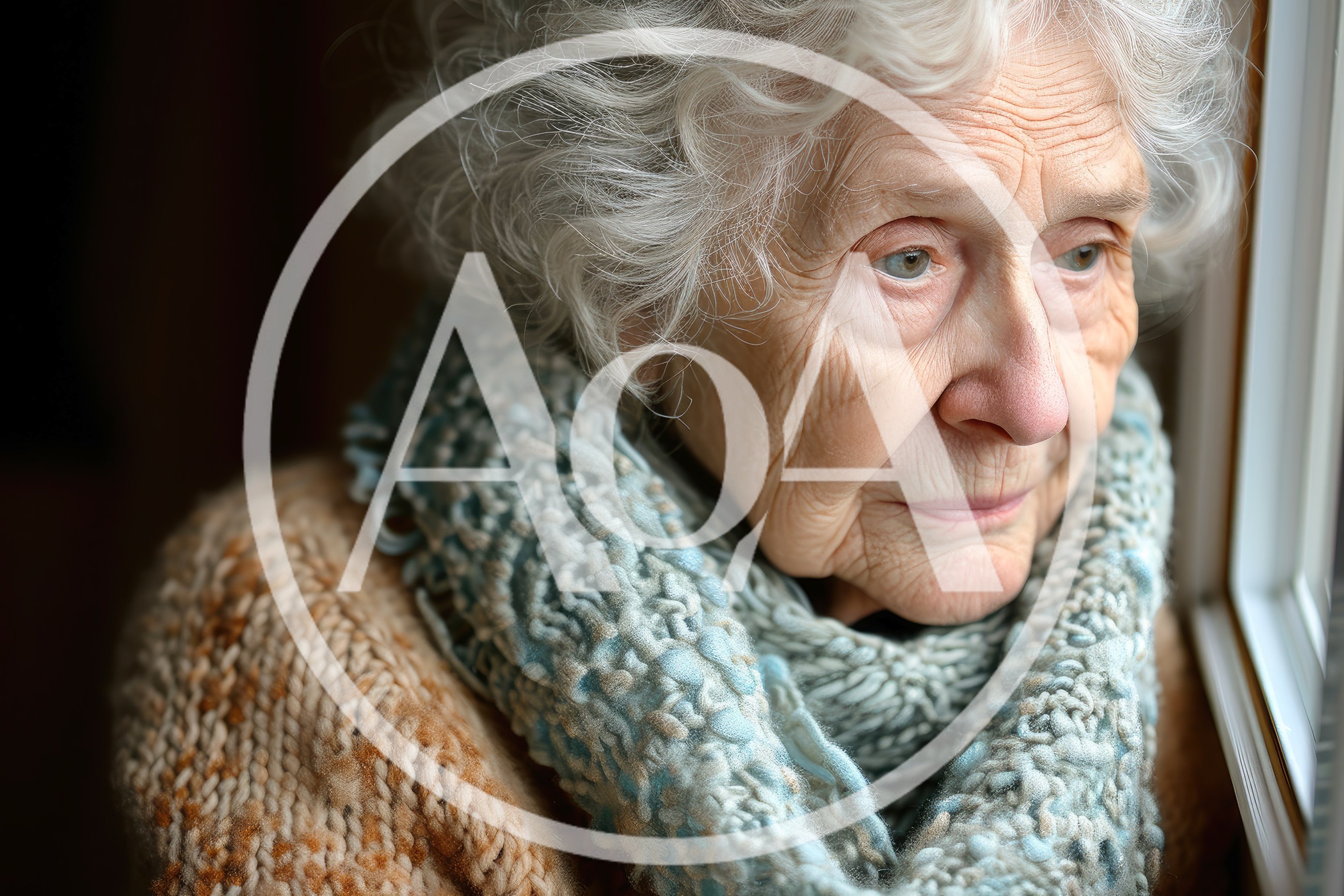 Elderly Woman Looking Out A Window