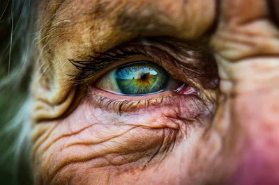Extreme Close Up Of An Elderly Person Eye