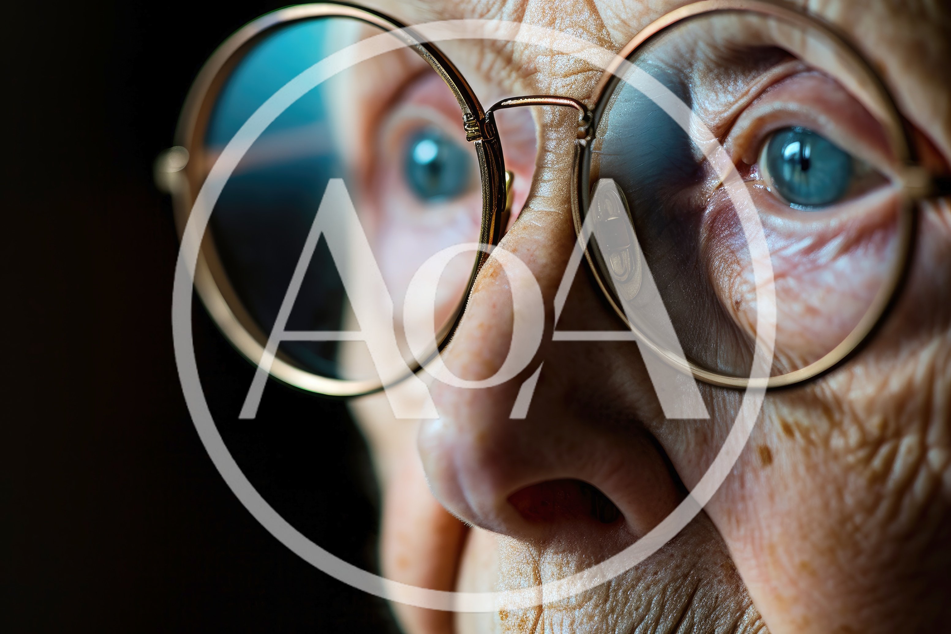 Close Up Portrait Of An Elderly Woman Wearing Glasses