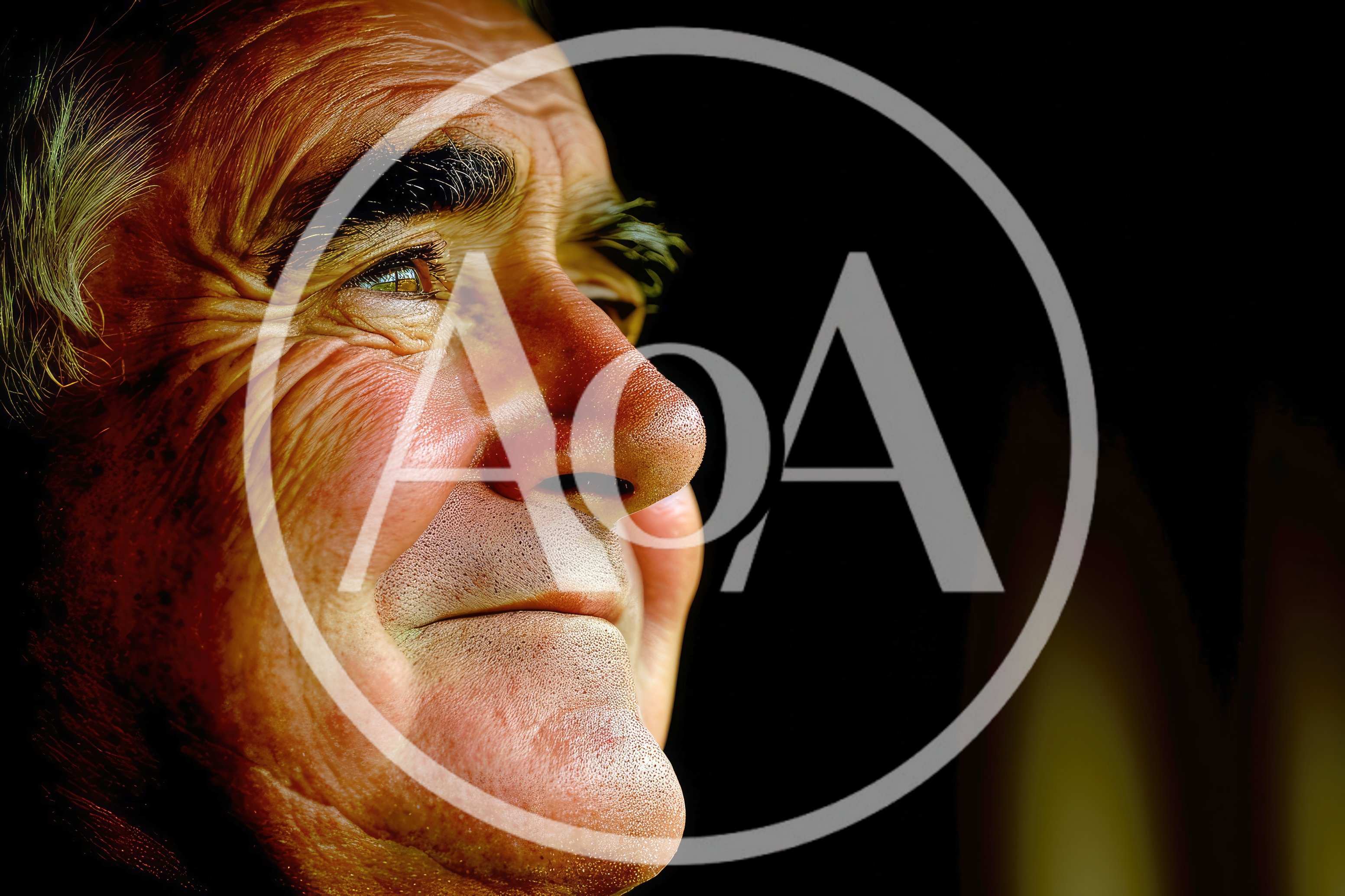 Close Up Portrait Of An Elderly Man Profile