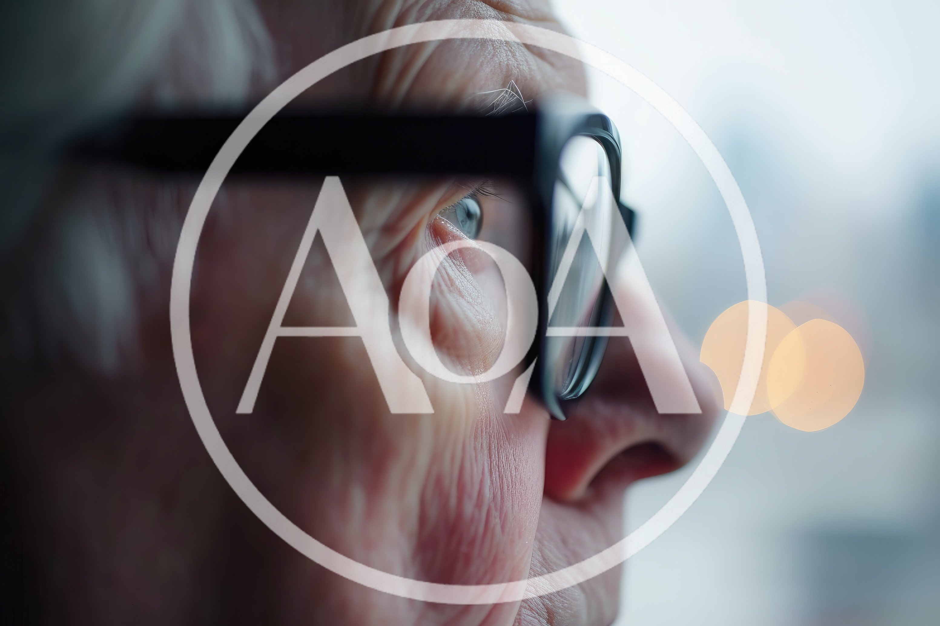 Close Up Profile Of An Elderly Person Wearing Glasses