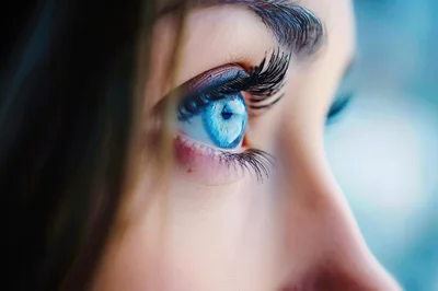 Extreme Close Up Of A Woman's Bright Blue Eye