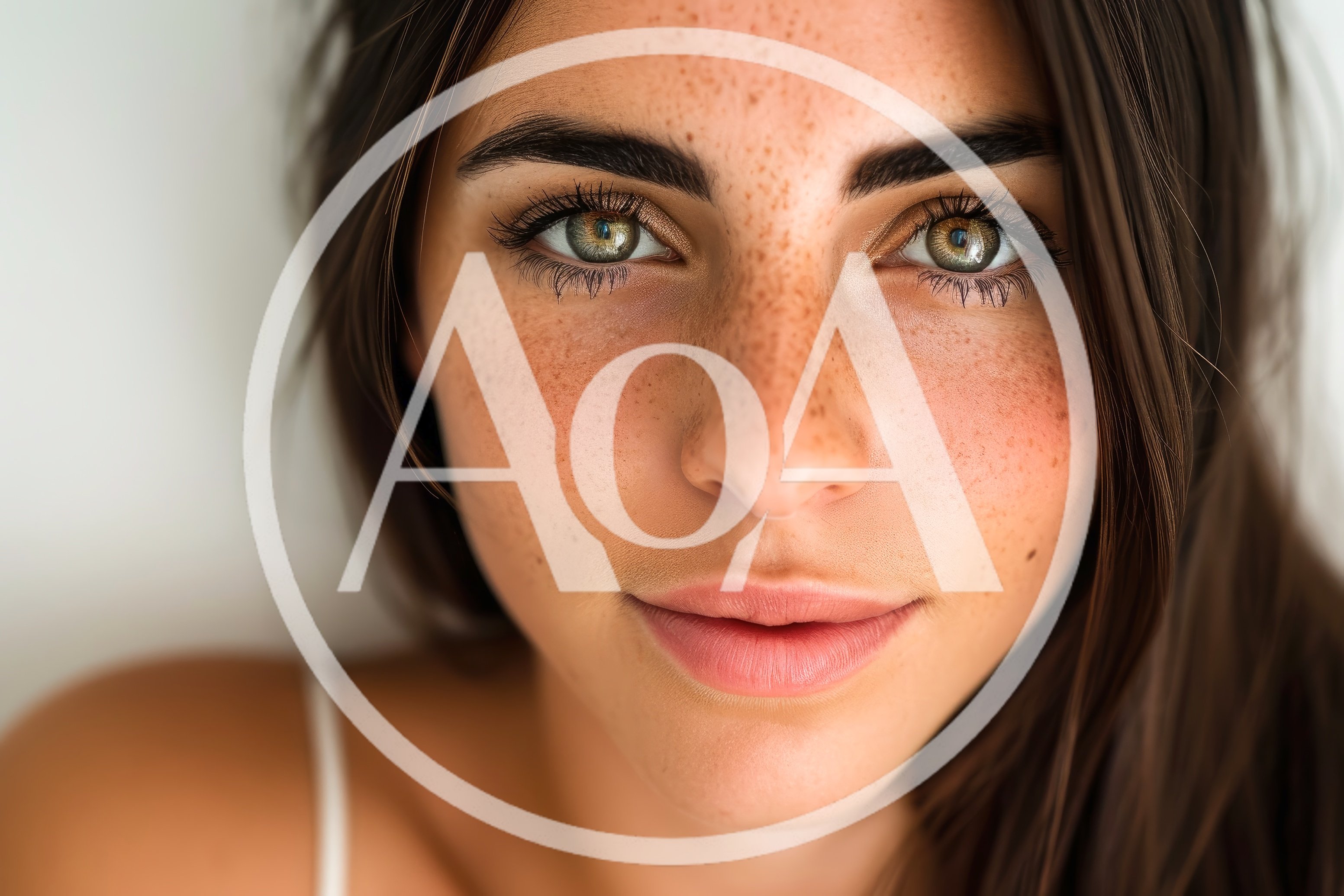 Close Up Portrait Of A Young Woman With Freckles