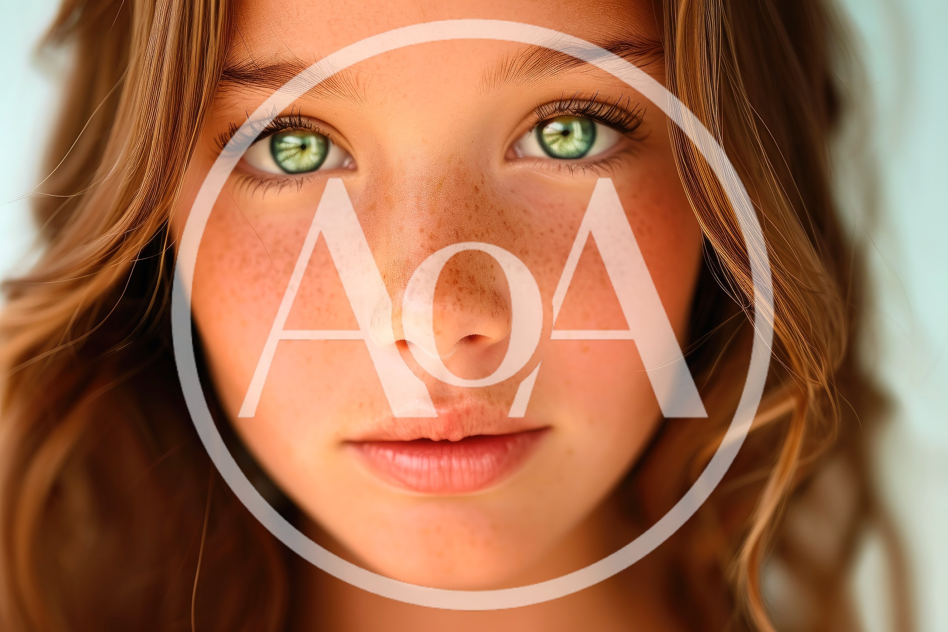 Close Up Portrait Of A Young Girl With Green Eyes