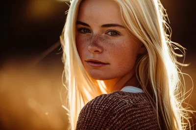 Portrait Of A Young Woman With Freckles