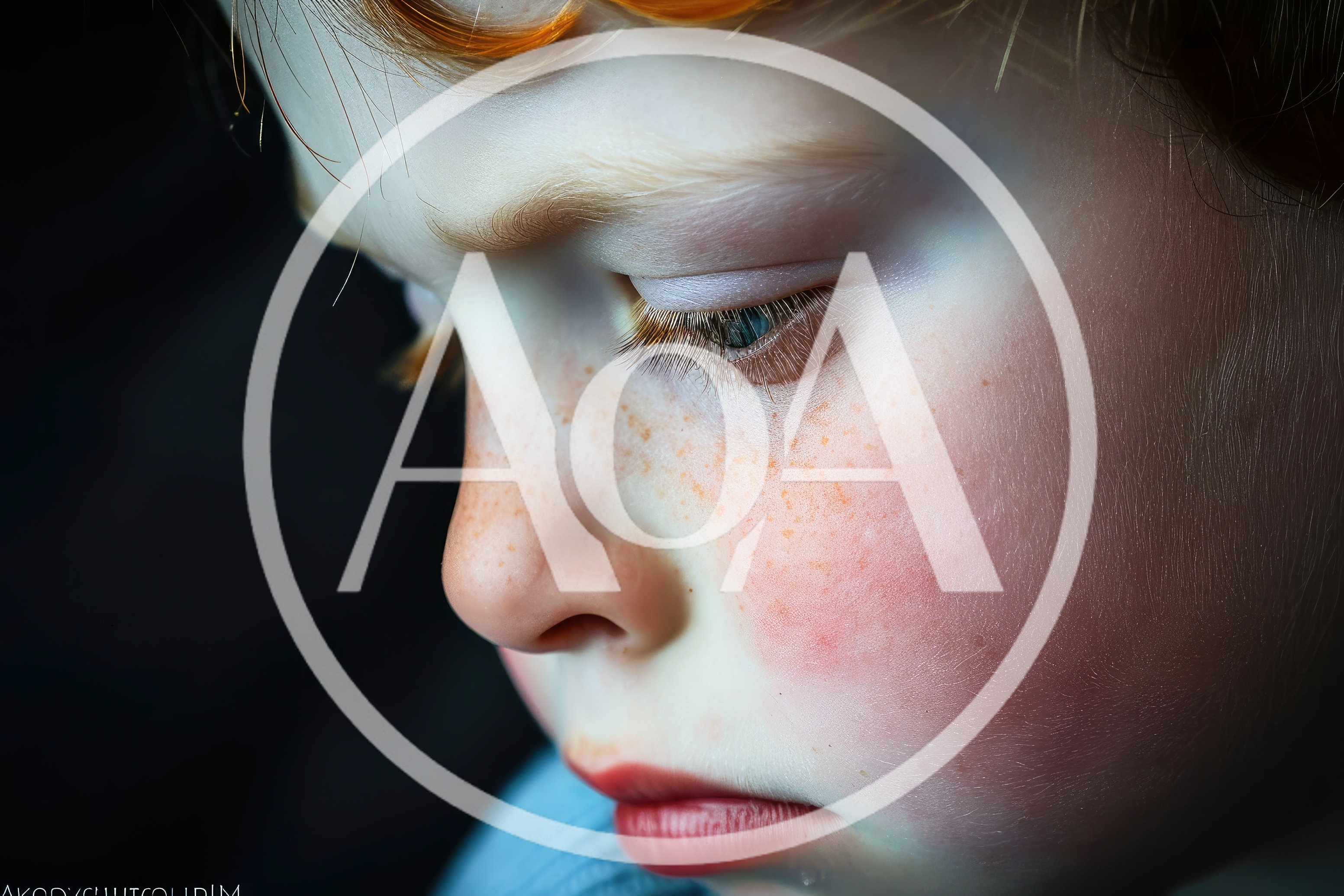 Close Up Portrait Of A Young Child With Red Hair