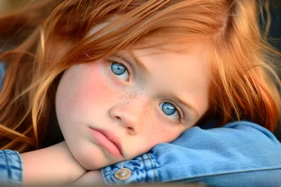 Close Up Portrait Of A Young Girl With Red Hair