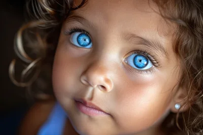 Close Up Portrait Of A Young Girl With Blue Eyes