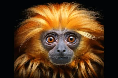 Close Up Portrait Of A Golden Lion Tamarin
