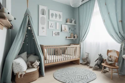 Cozy Nursery Room With Crib And Play Tent