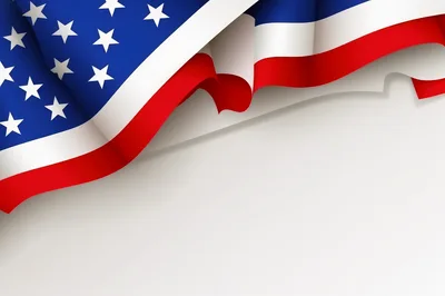 Waving American Flag Background With Copy Space