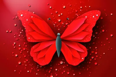 Red Paper Cutout Butterfly With Glittering Confetti