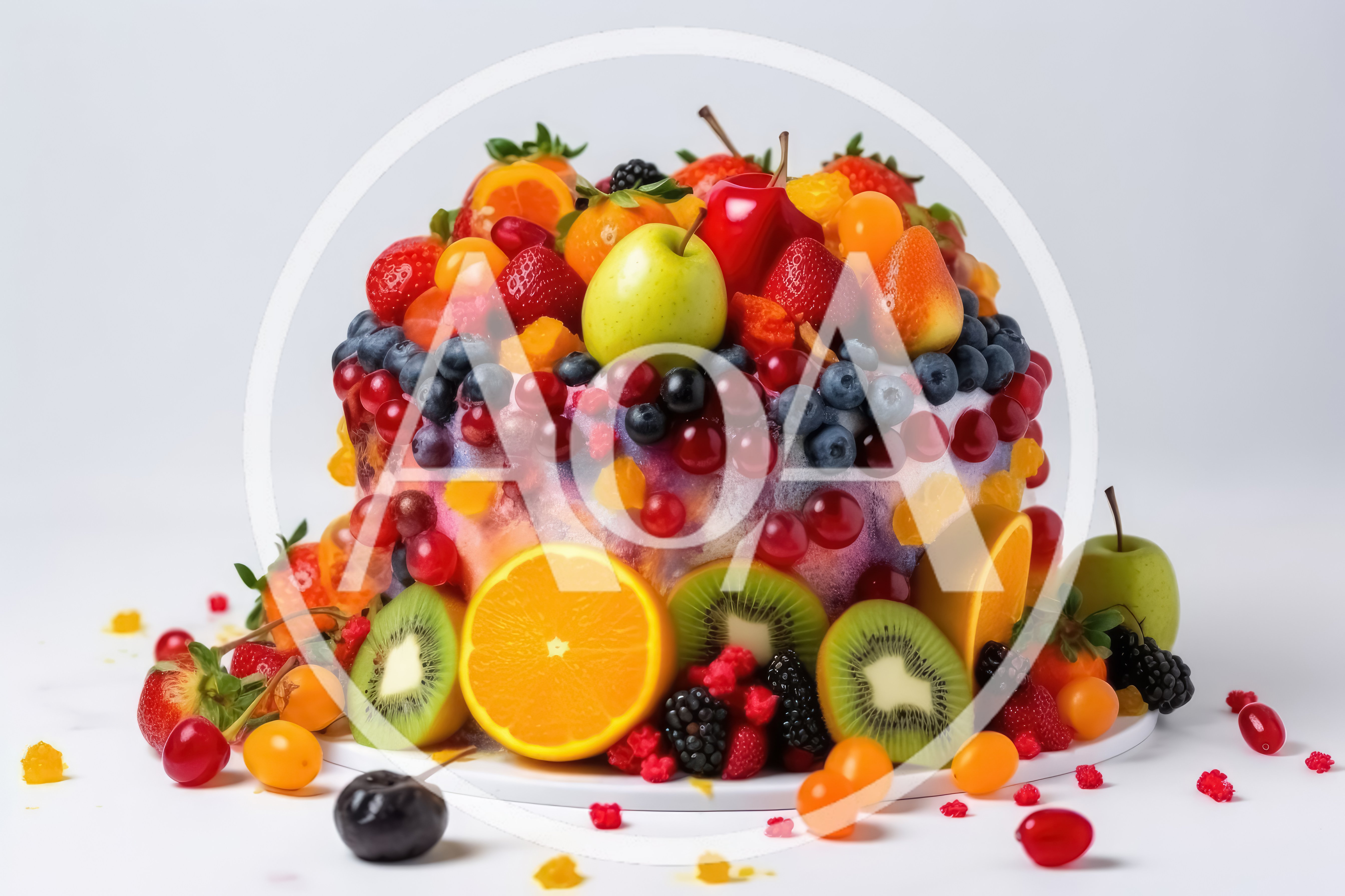 Fruit Topped Cake With Fresh Berries And Citrus