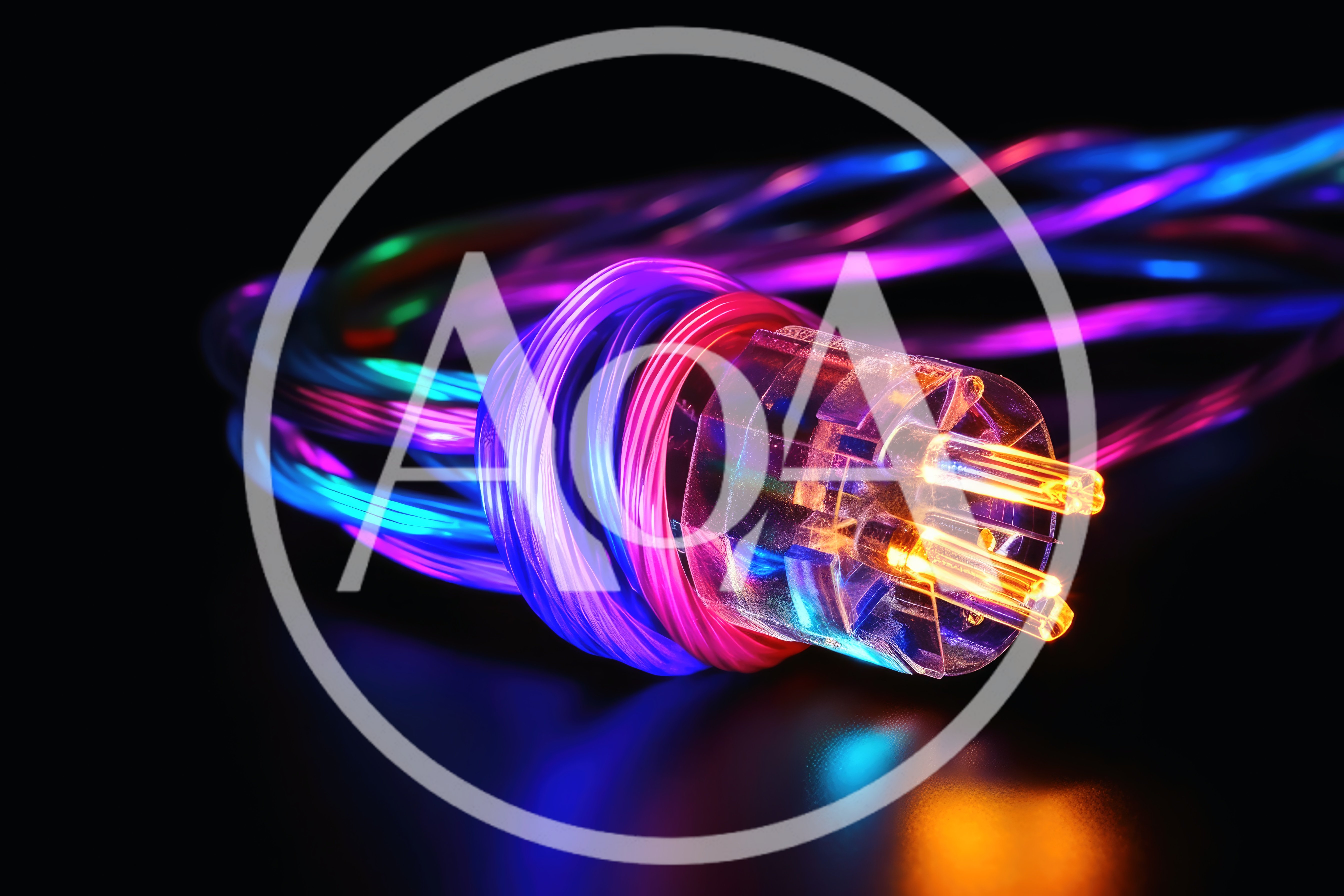 Glowing Neon Power Plug With Colorful Twisted Cables