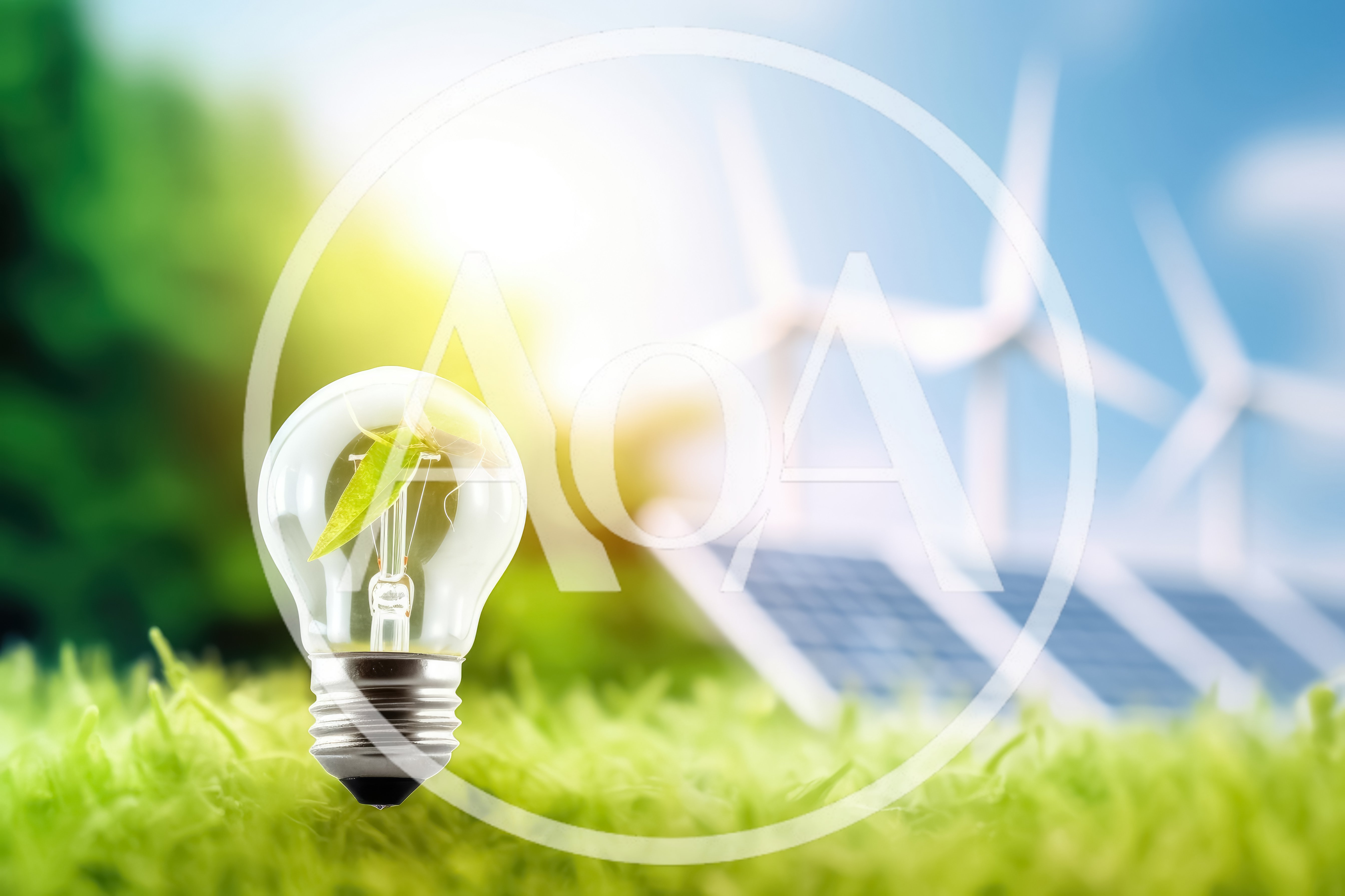 Light Bulb With Green Leaf And Renewable Energy