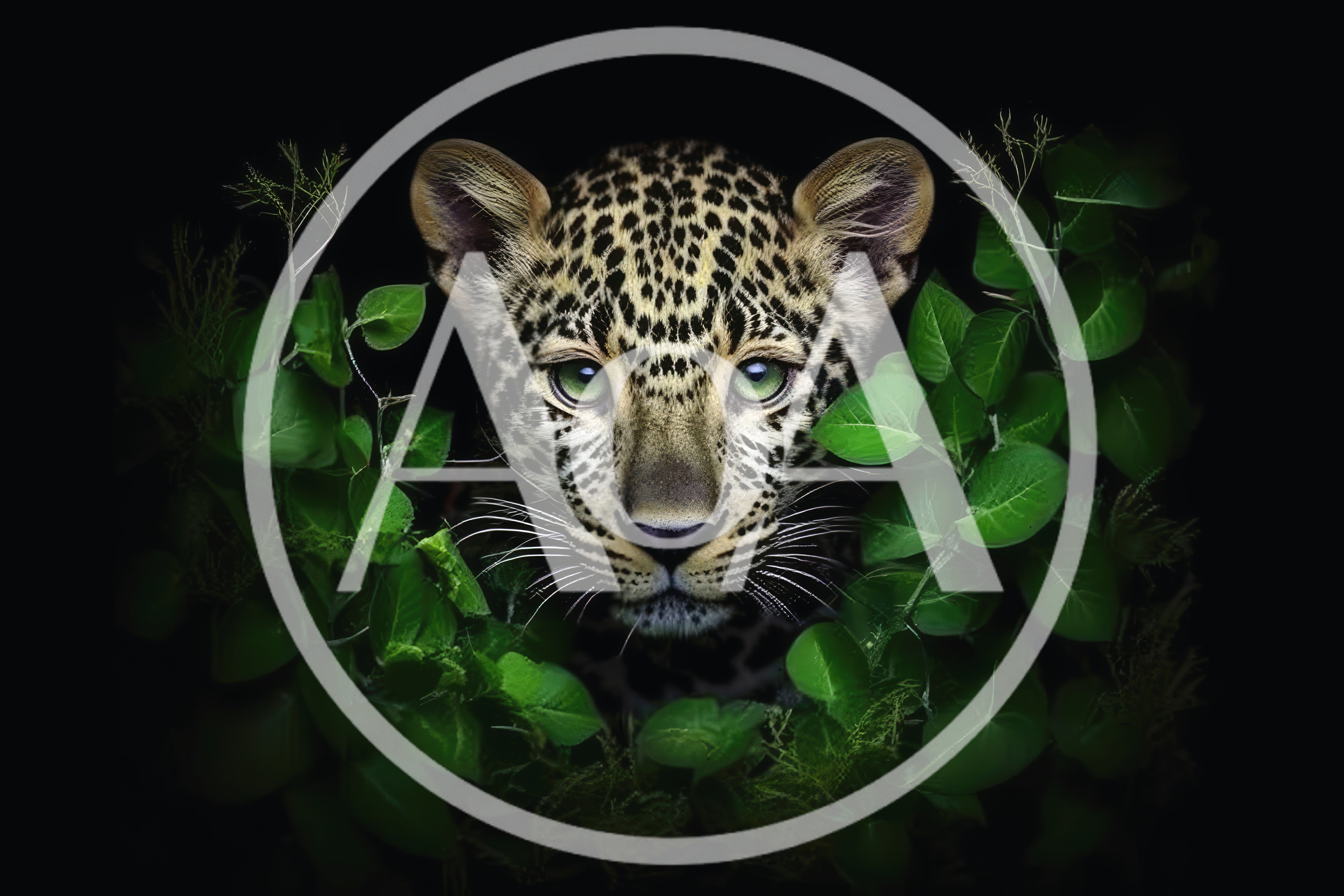Young Leopard Cub Peering Through Lush Green Foliage