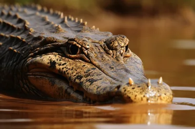 Close Up Portrait Of An American Alligator In Water