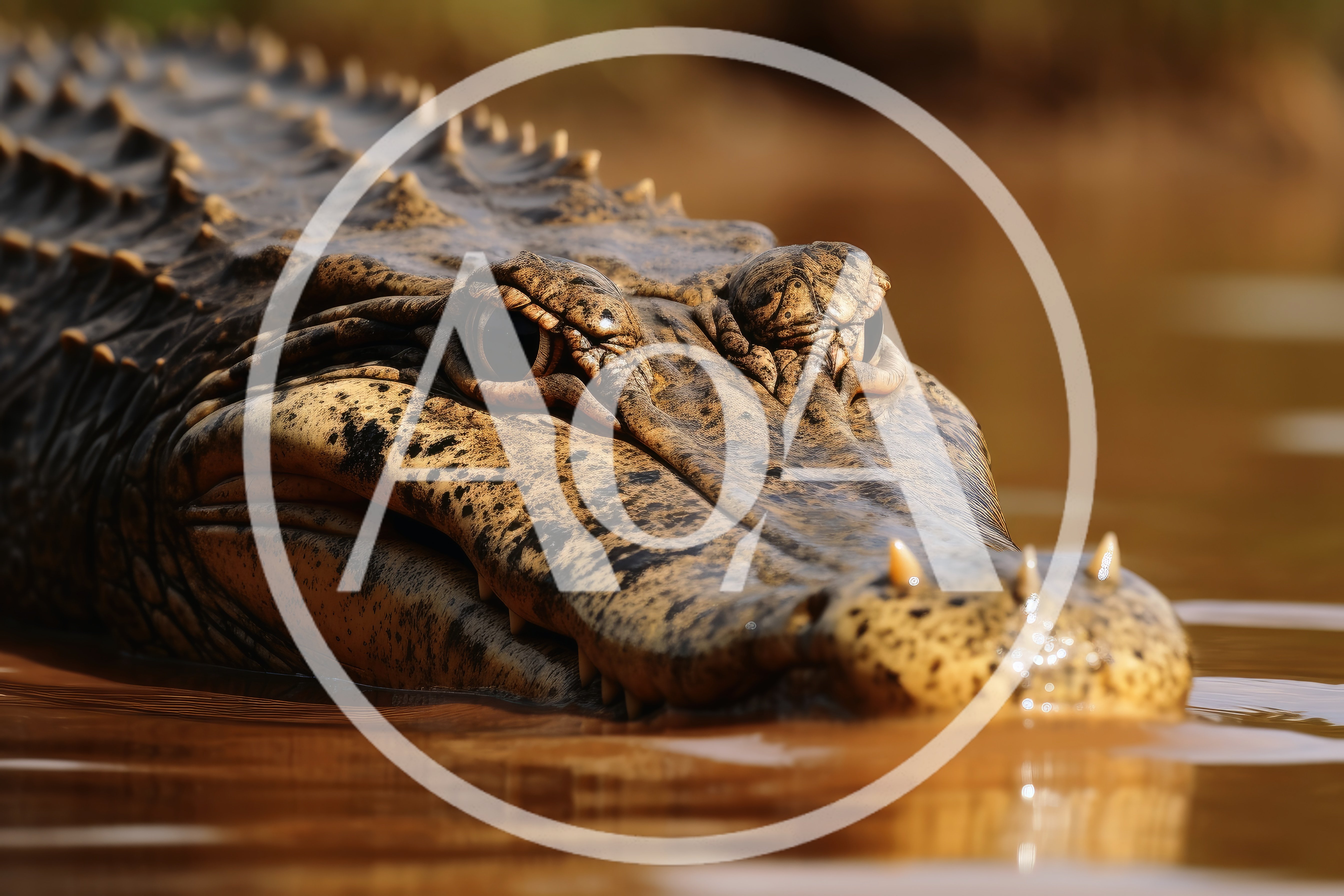Close Up Portrait Of An American Alligator In Water