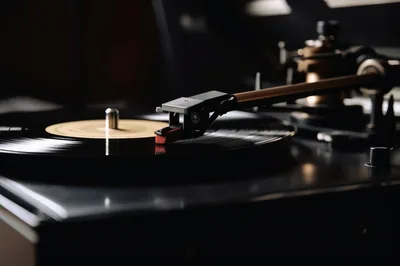 Close Up Of A Vintage Vinyl Record Player