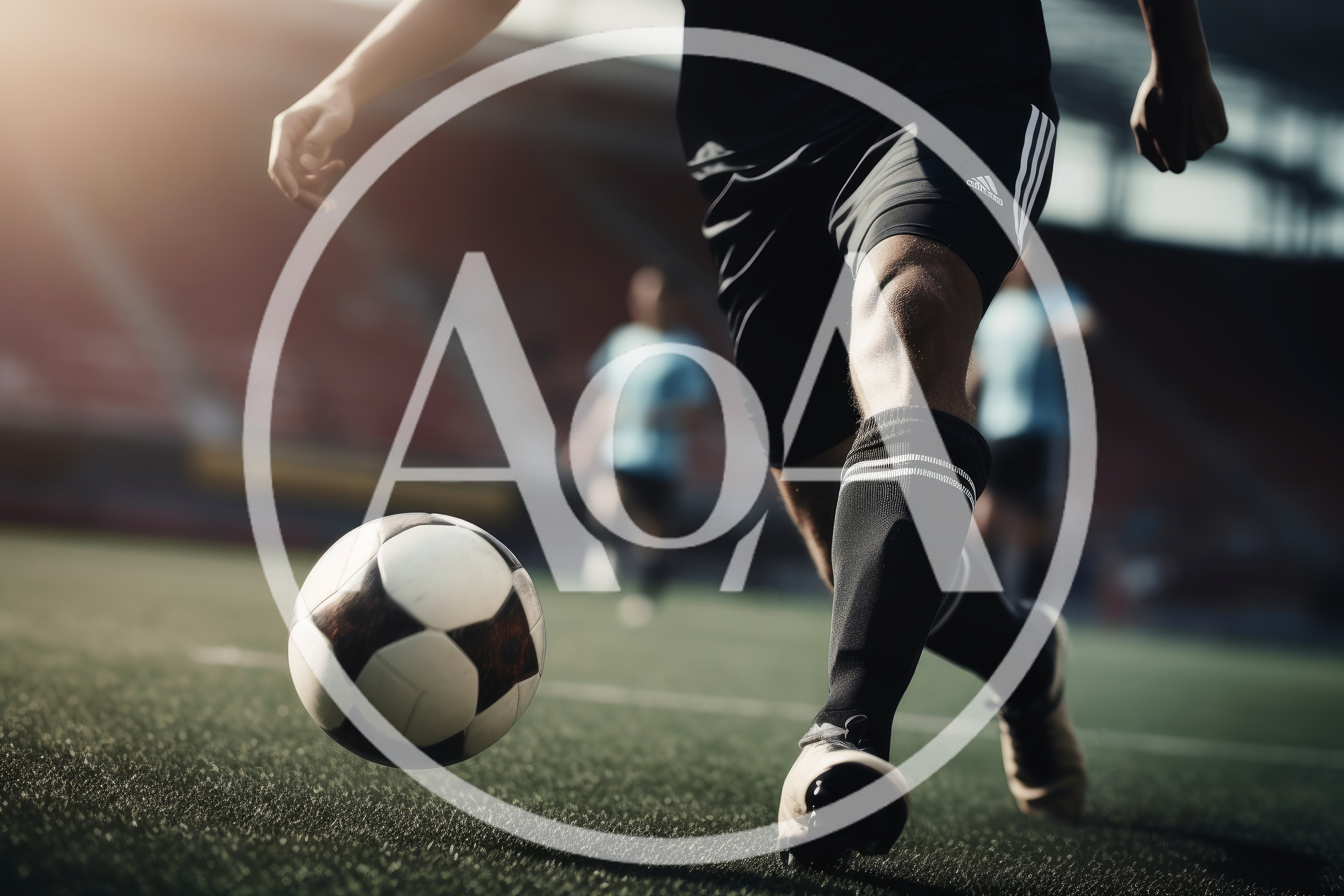 Soccer Player Dribbling Ball On Stadium Field