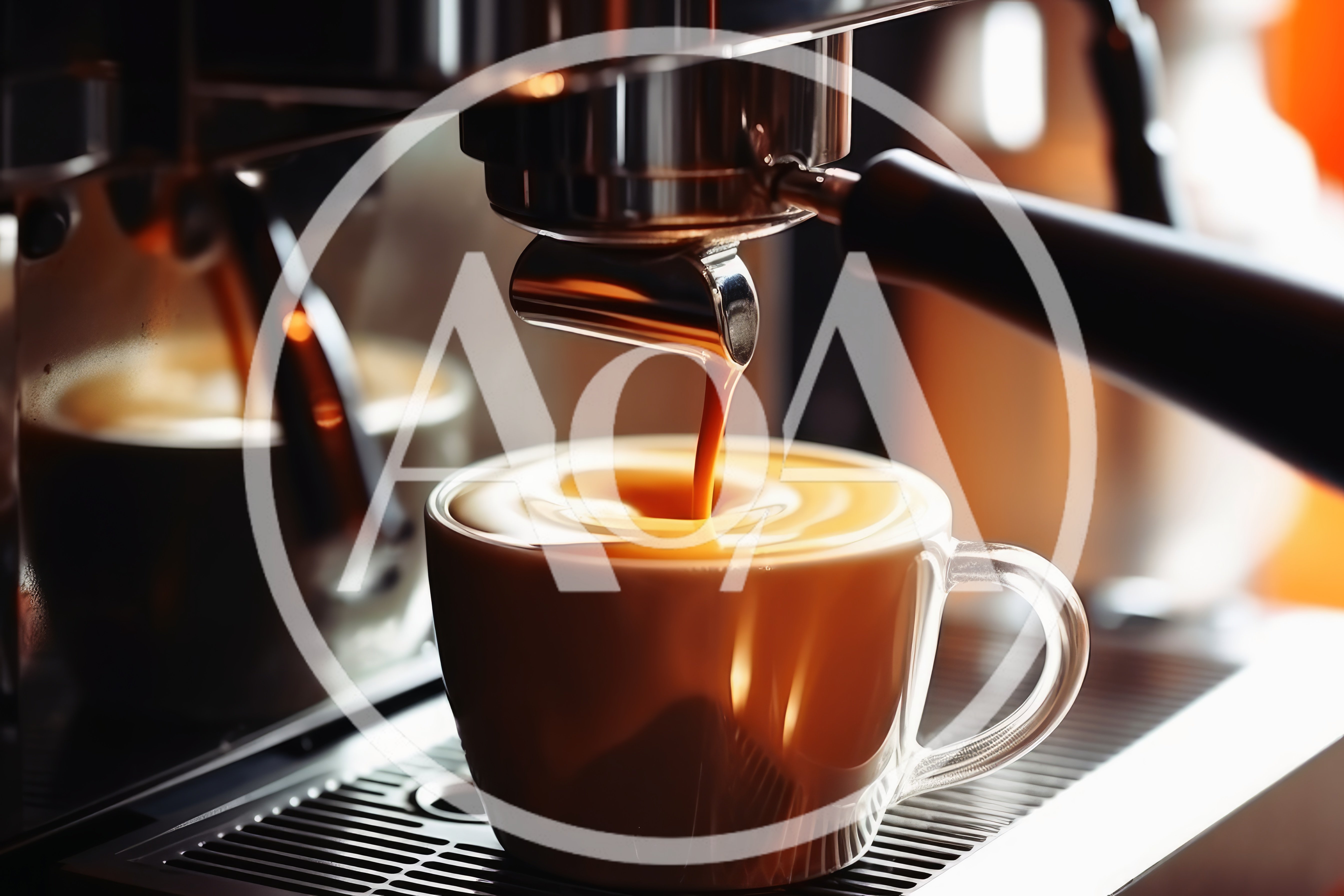 Espresso Pouring Into A Glass Coffee Cup
