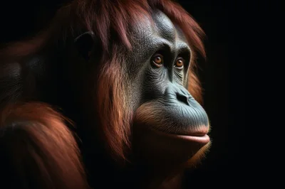 Close Up Portrait Of An Orangutan