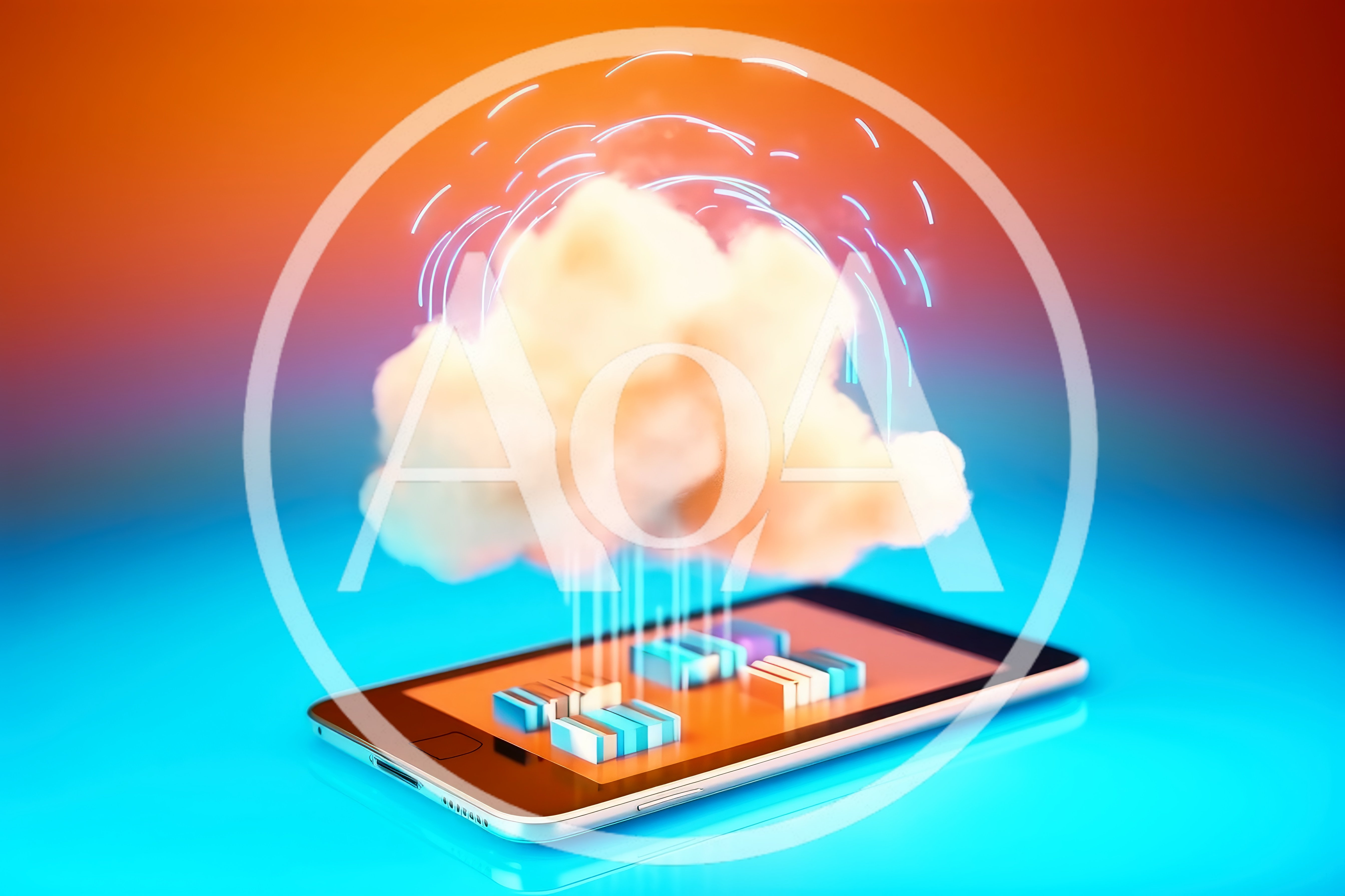 Digital Cloud Computing Concept With Smartphone And Data Servers