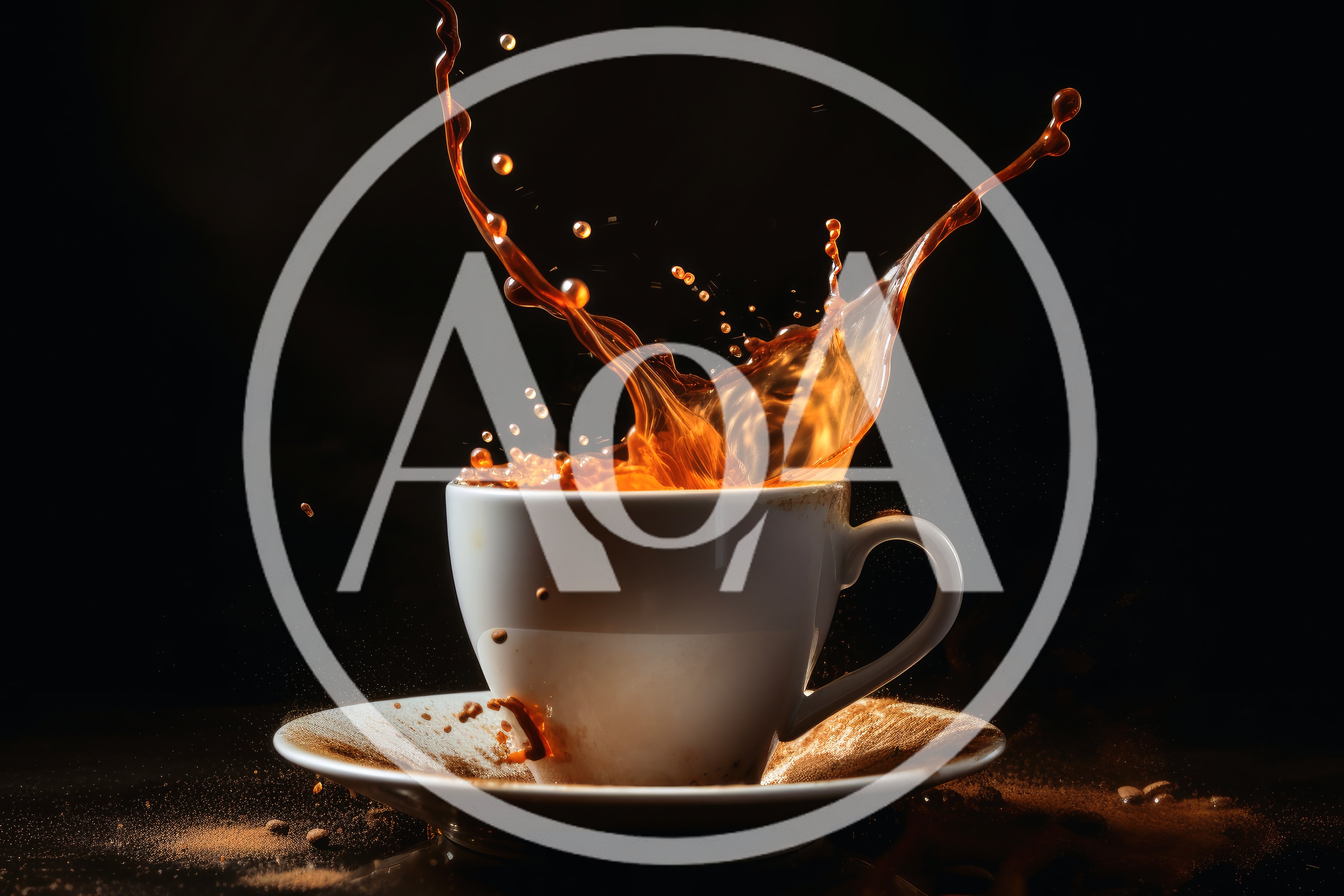 Coffee Splashing Out Of A White Ceramic Cup