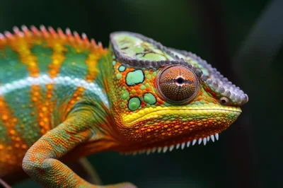 Close Up Portrait Of A Colorful Panther Chameleon
