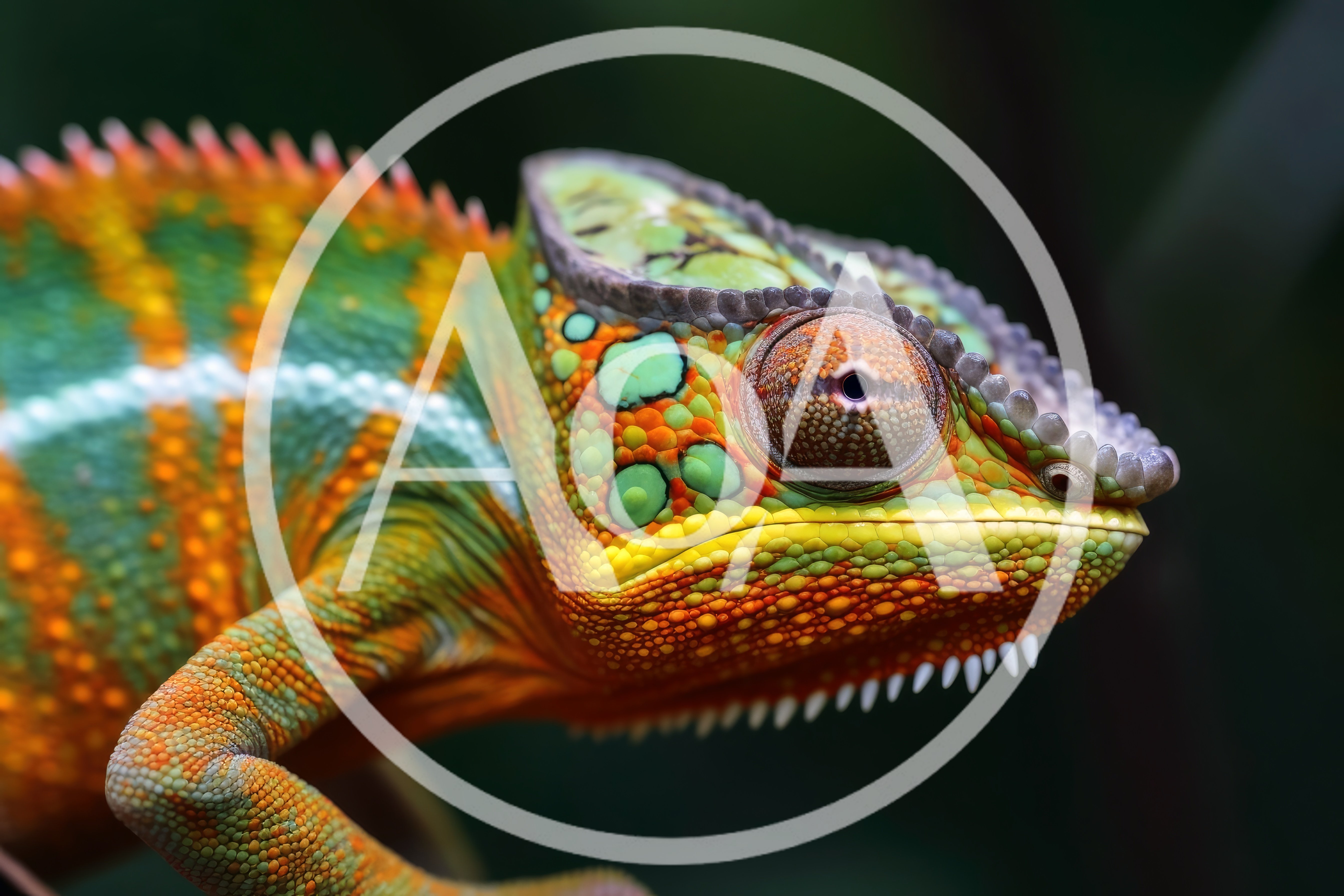 Close Up Portrait Of A Colorful Panther Chameleon
