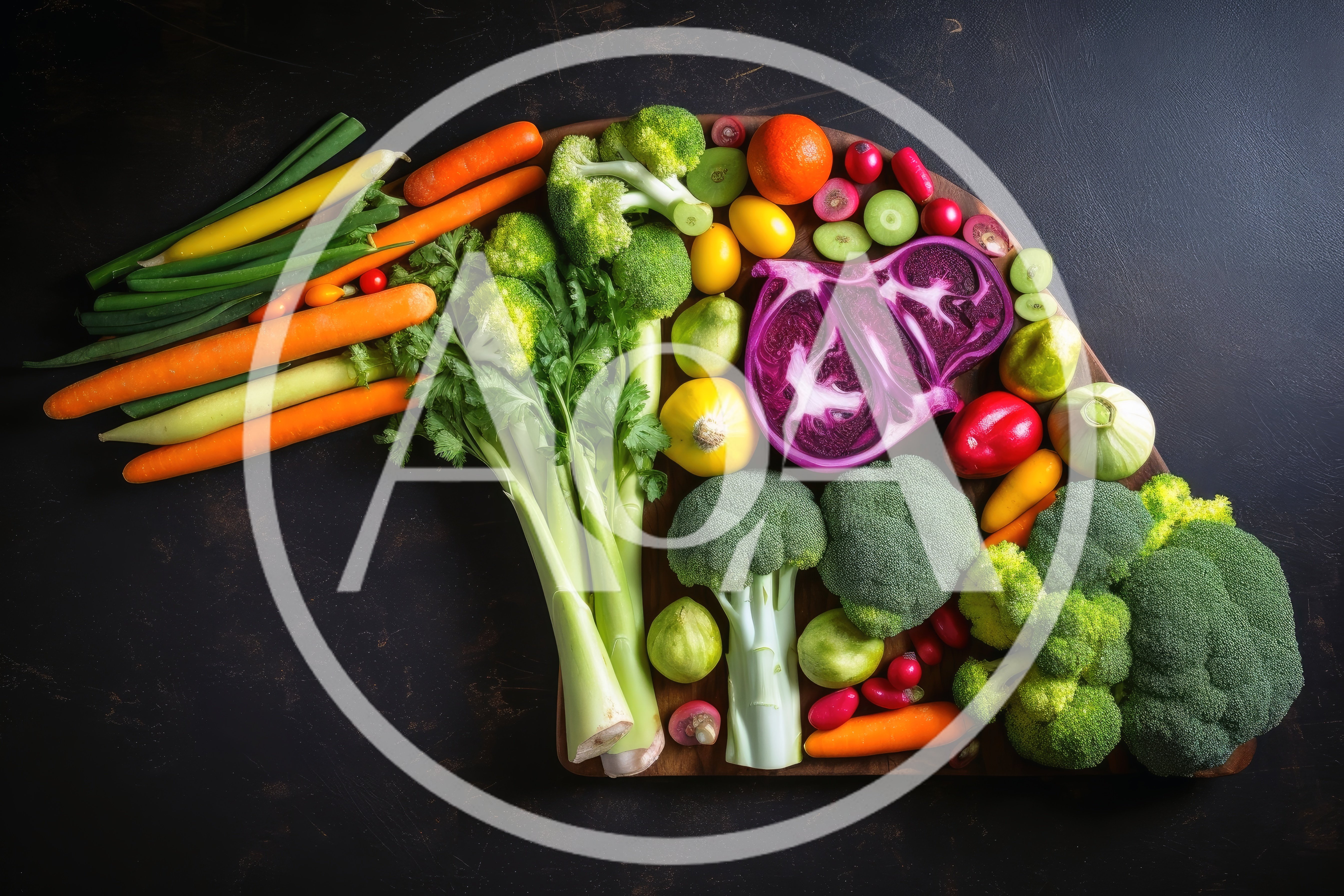 Fresh Assorted Vegetables Arranged on a Wooden Board