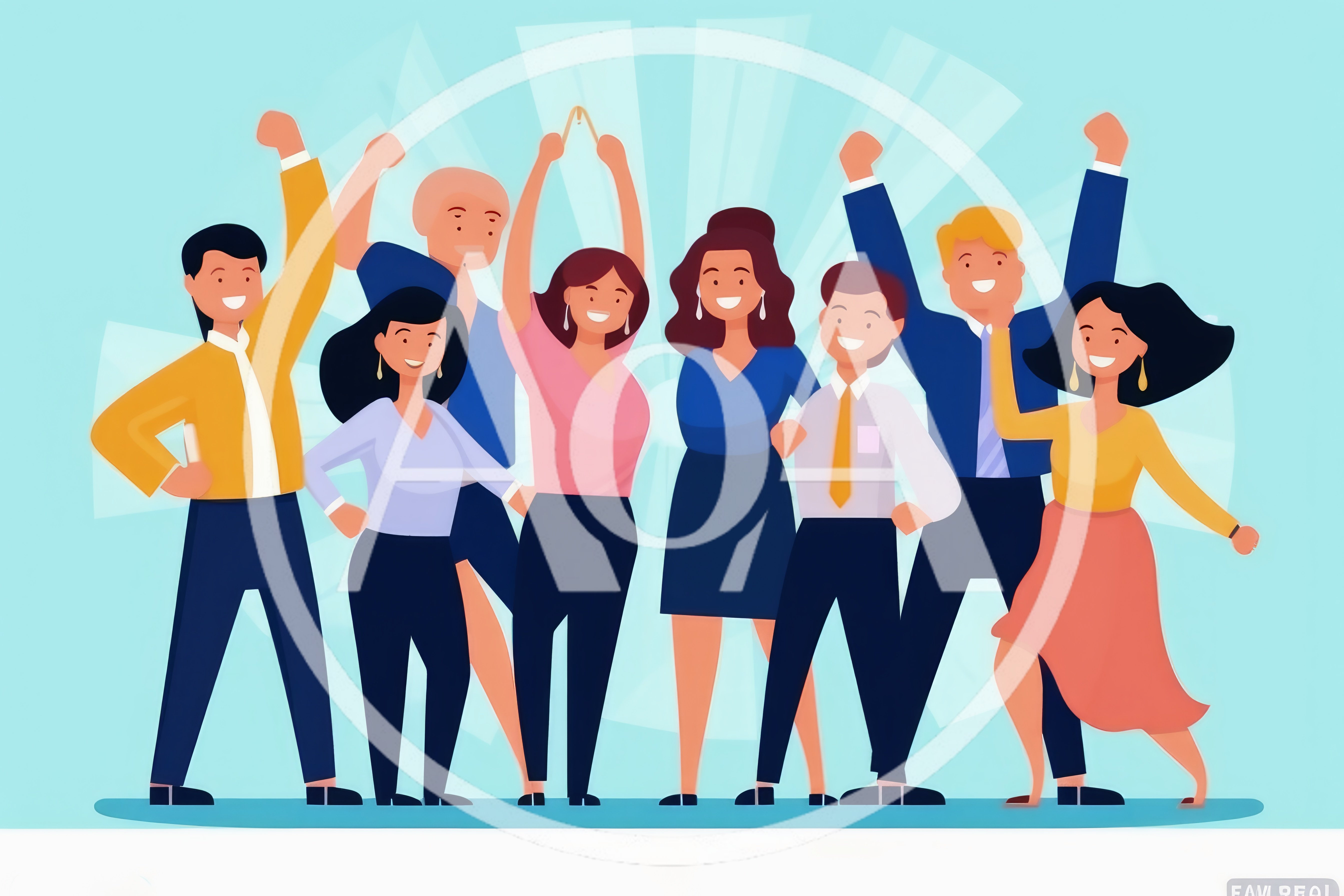 Diverse Group Of Happy Professionals Celebrating Success
