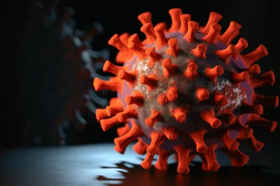 3D Render Of Coronavirus SARS-CoV-2 Viral Particles