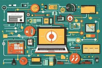 Digital Network Infographic With Laptop And Data Icons