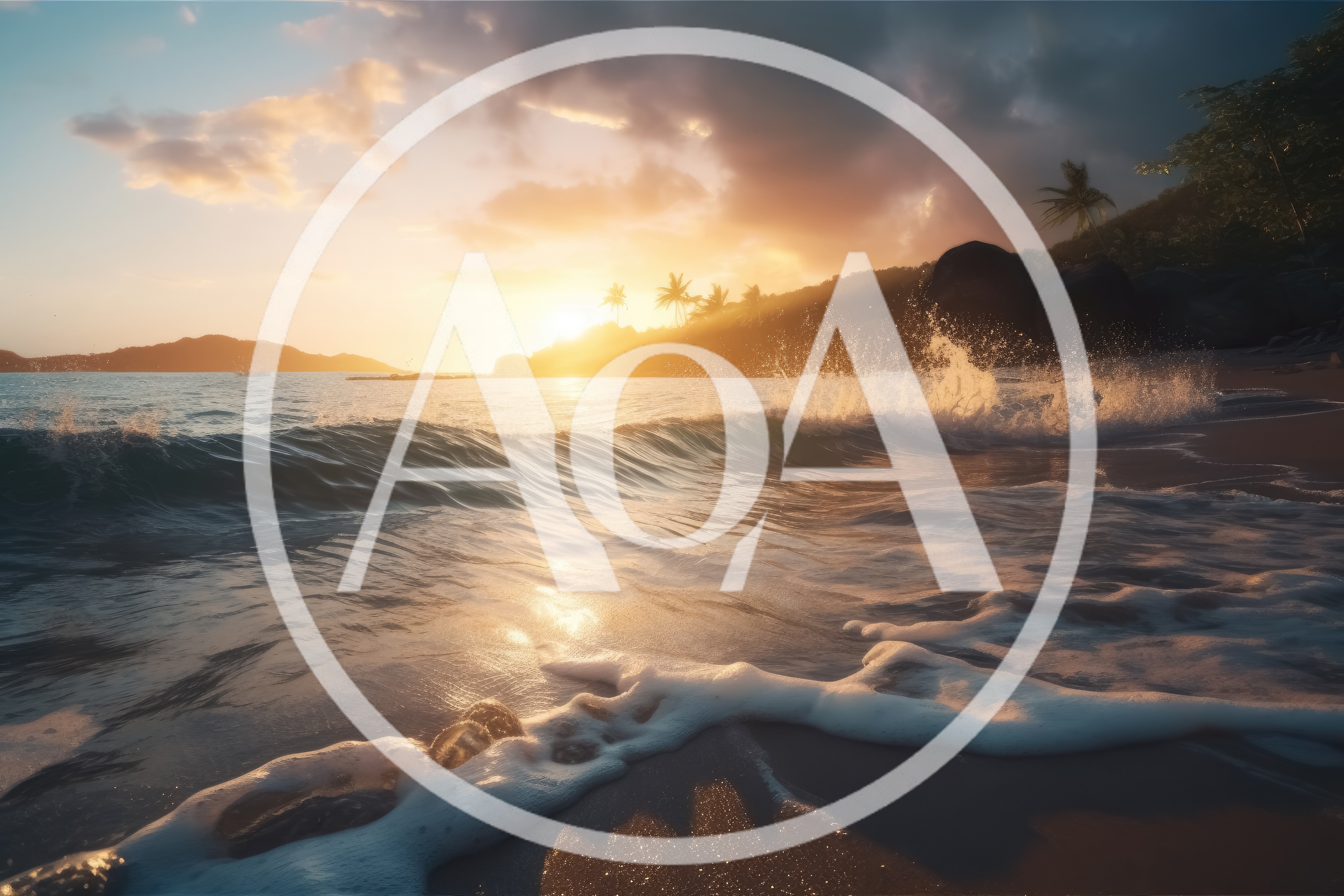 Tropical Beach Sunset With Crashing Ocean Waves