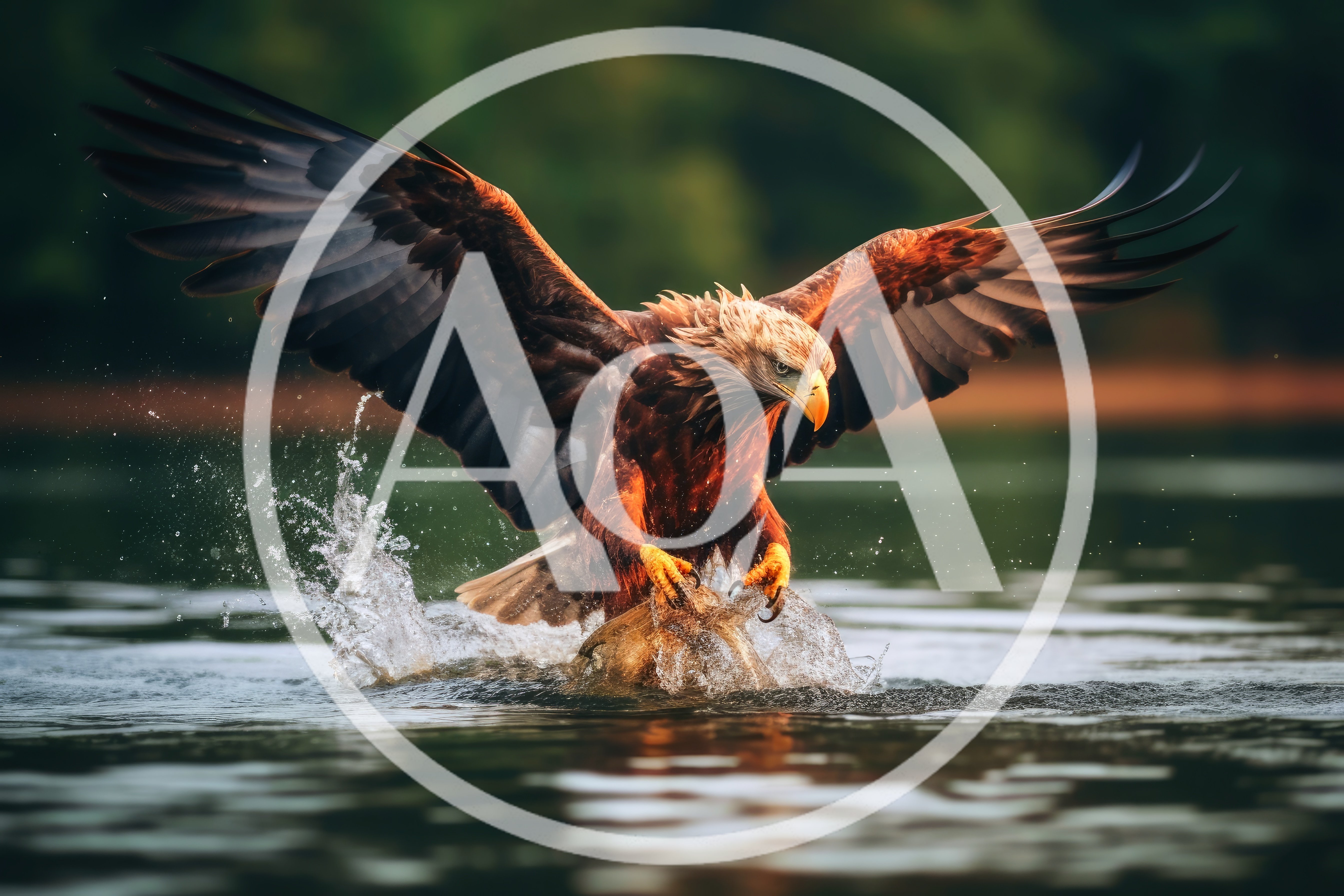 White-Tailed Eagle Catching Fish From Water Surface