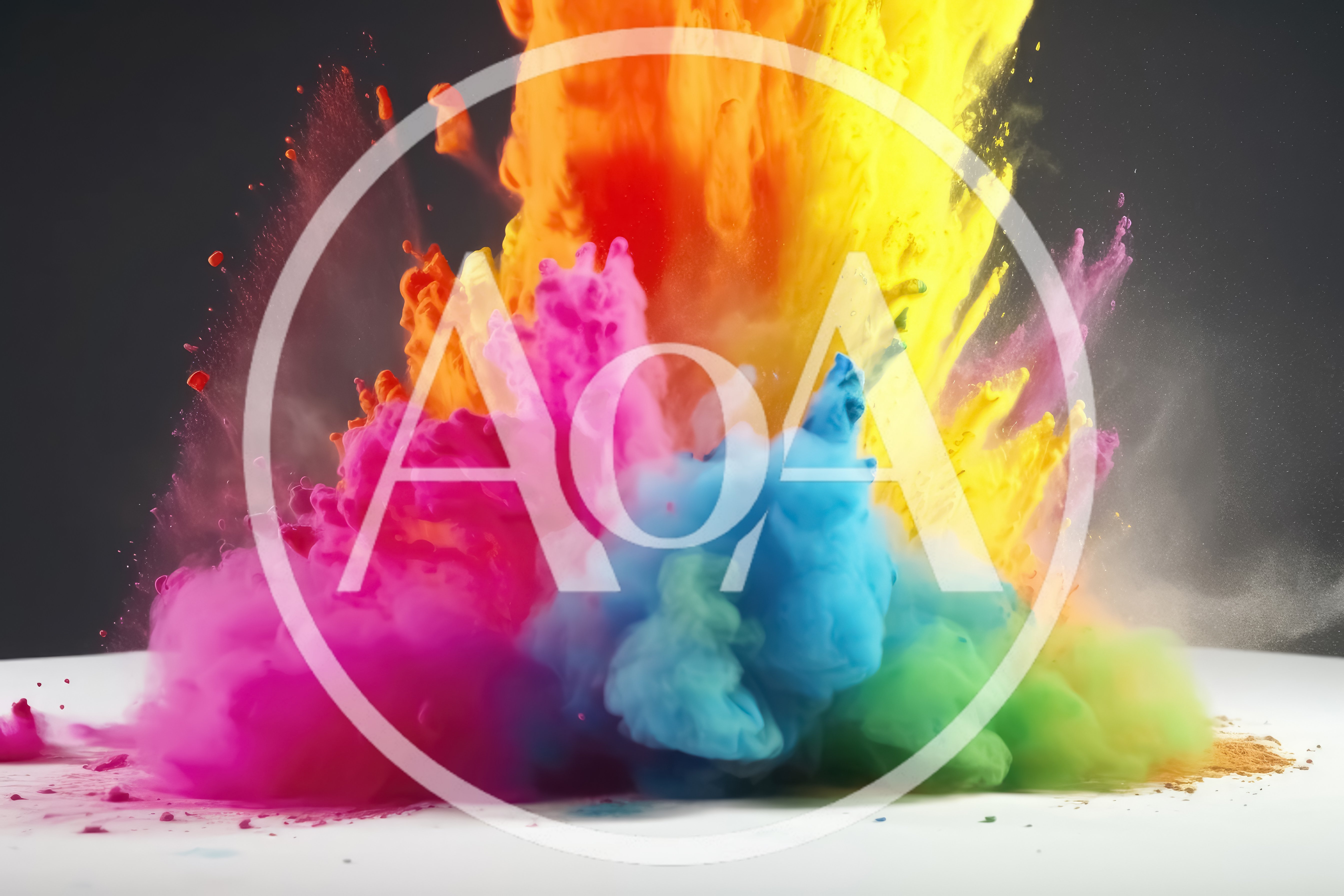 Vibrant Multi-Colored Powder Explosion Against Dark Background