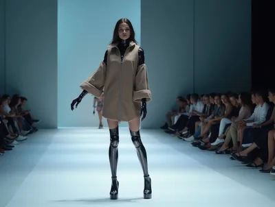 Futuristic Fashion Model Walking On A Runway
