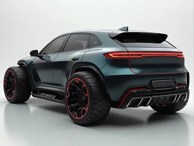 Futuristic Dark Teal Concept SUV With Off-Road Tires