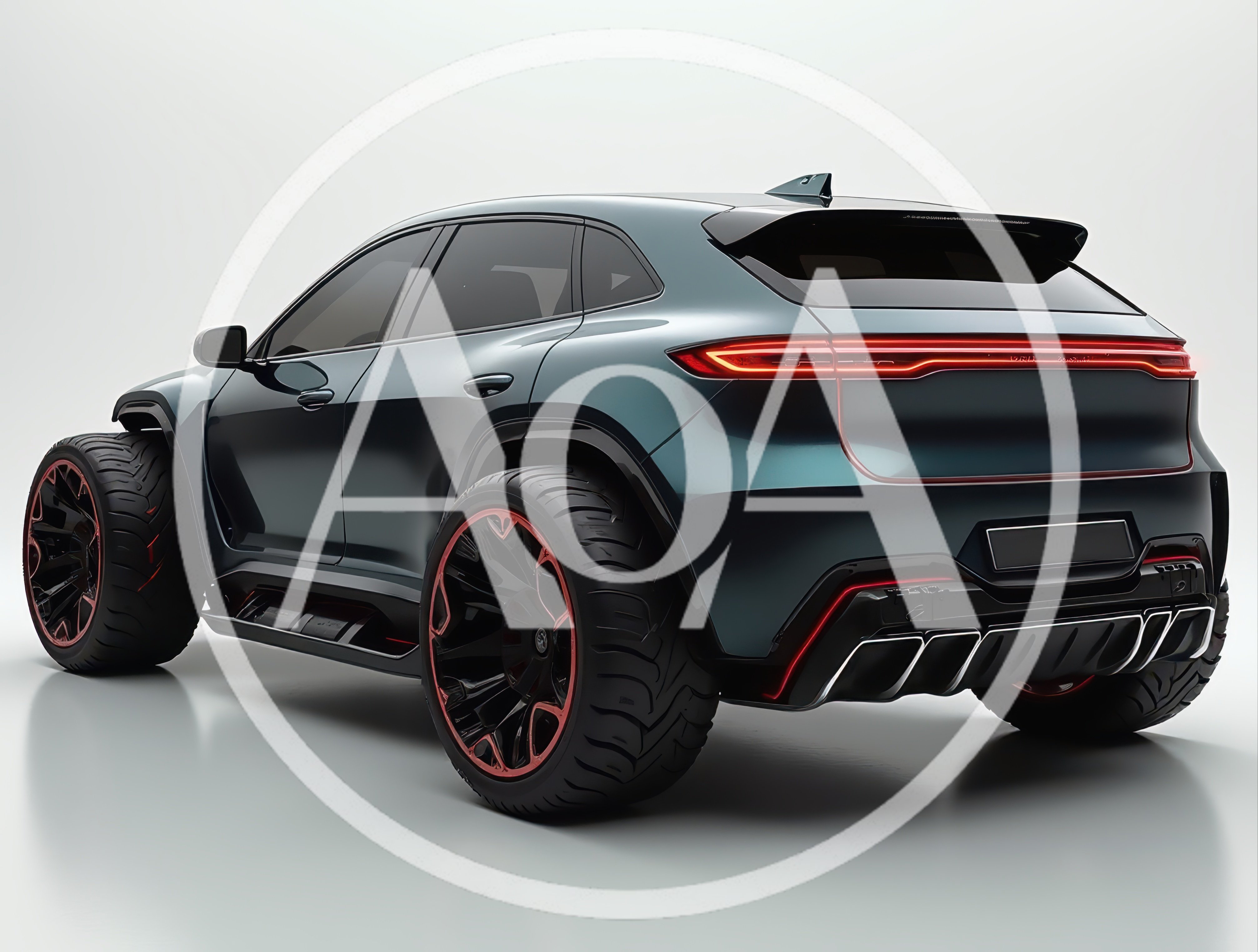 Futuristic Dark Teal Concept SUV With Off-Road Tires