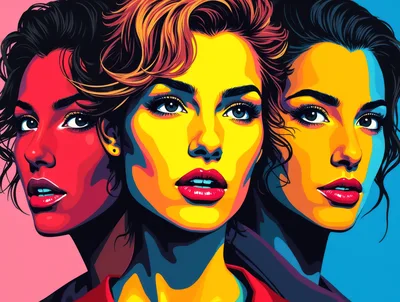 Pop Art Portrait Of Three Women
