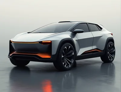 Futuristic Silver Concept SUV In Studio Setting