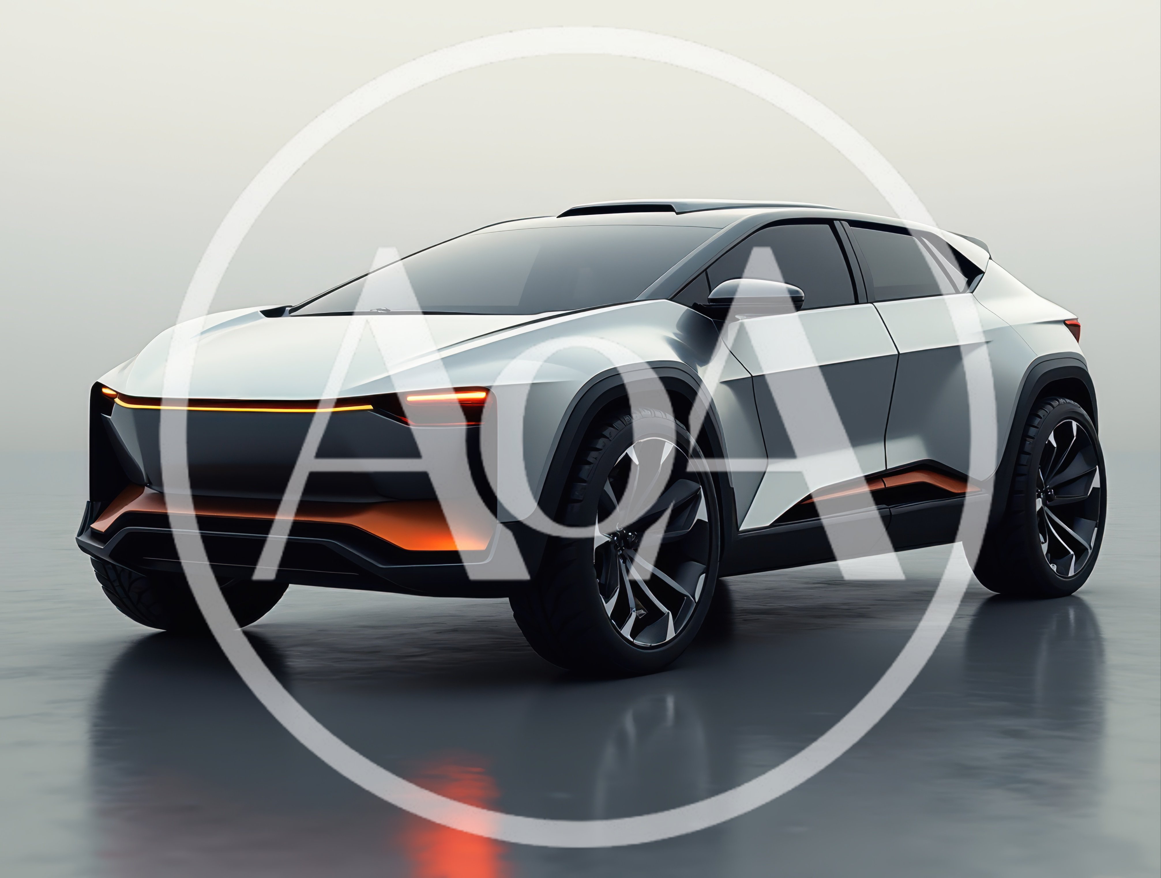 Futuristic Silver Concept SUV In Studio Setting